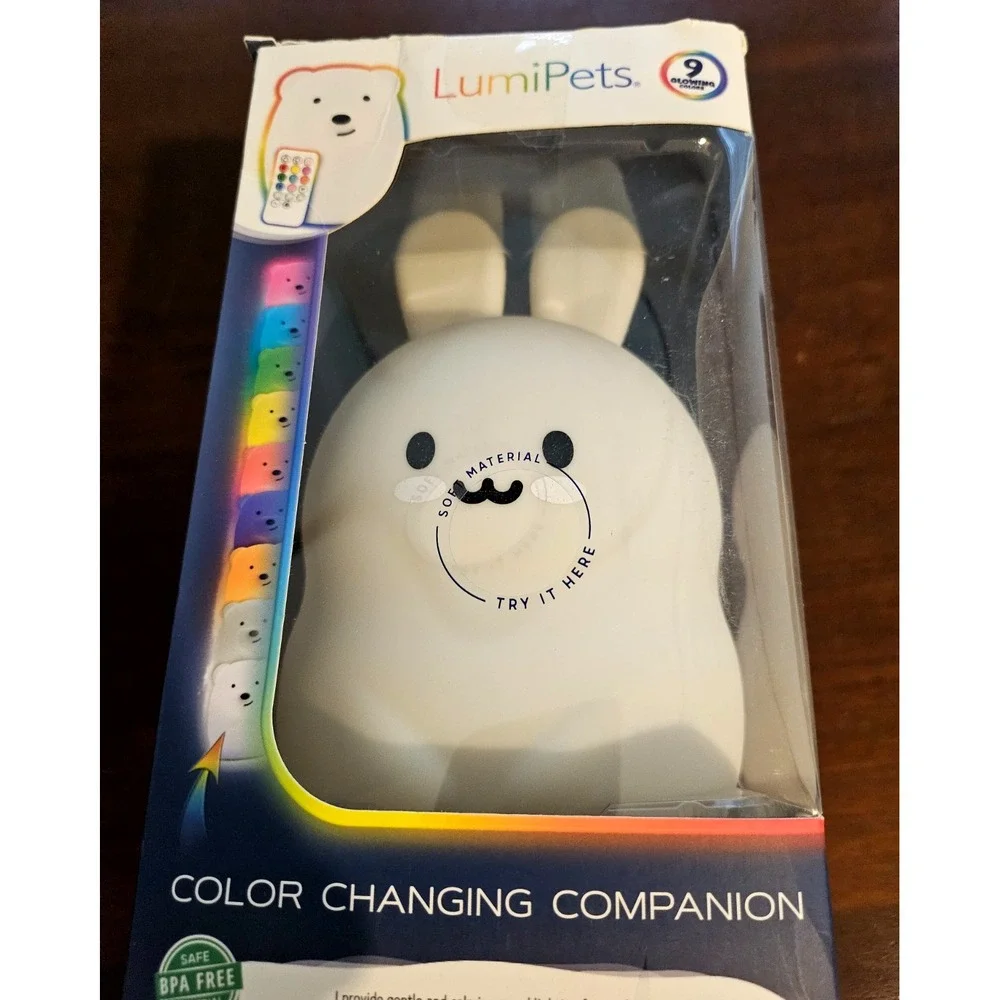 LumiPets Rabbit Night Light with Remote Control Rechargeable 9 Color‎ Light